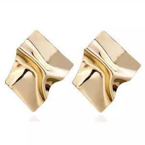 Geometric Exaggerated Earrings - Gold Tone